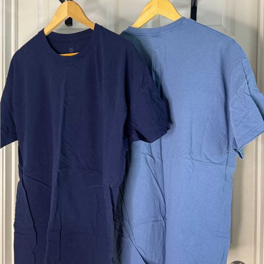 Bundle: 4 Blue Cotton T-Shirts (Hanes & Fruit of the Loom) XL Like New